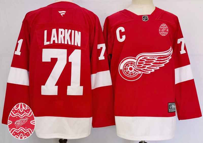 Men Detroit Red Wings #71 Larkin Red Fanatics 2025 NHL Jersey style 1